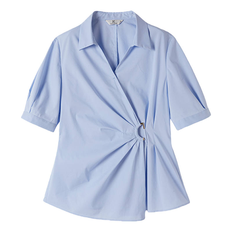 XIANGYING Shirts Women's Blue Lapel Moderate