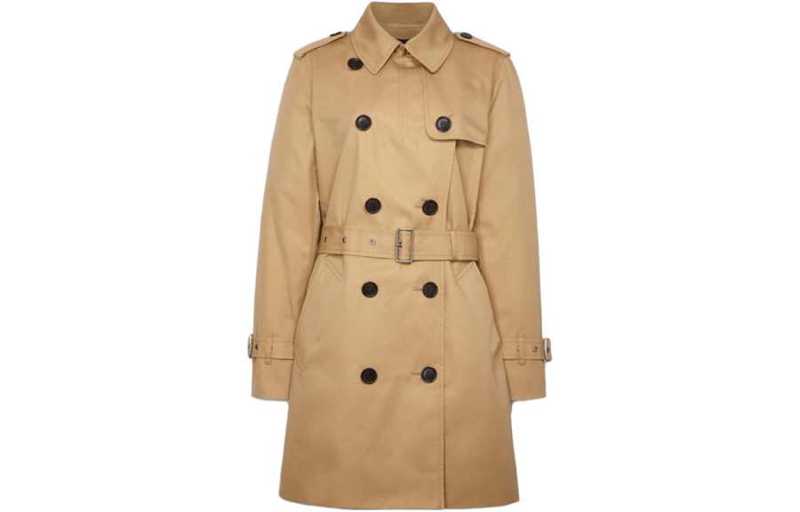 COACH Coats Women's Khaki Lapel Moderate Straight Fit