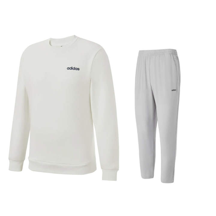 Adidas Adidas Fleece Lined Crew Neck Pullover Long Sleeved Sweatshirt Solid Color Comfortable Pants Casual Sportswear Unisex