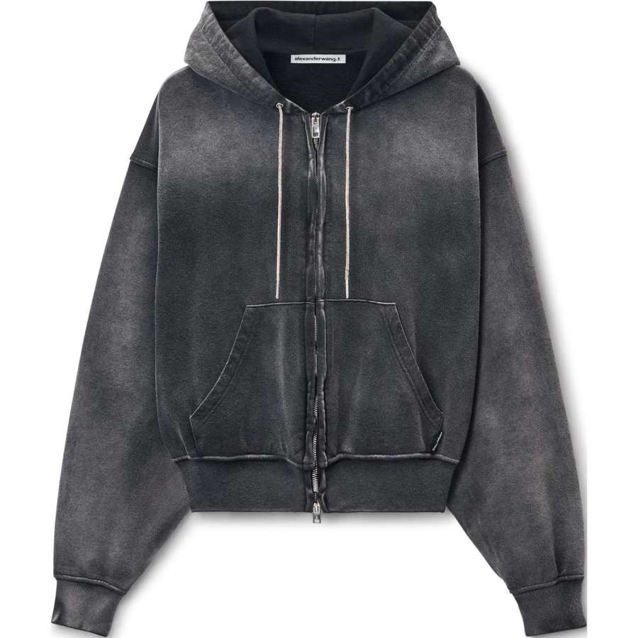 Alexander Wang Alexander Wang rhinestone washed effect hoodie