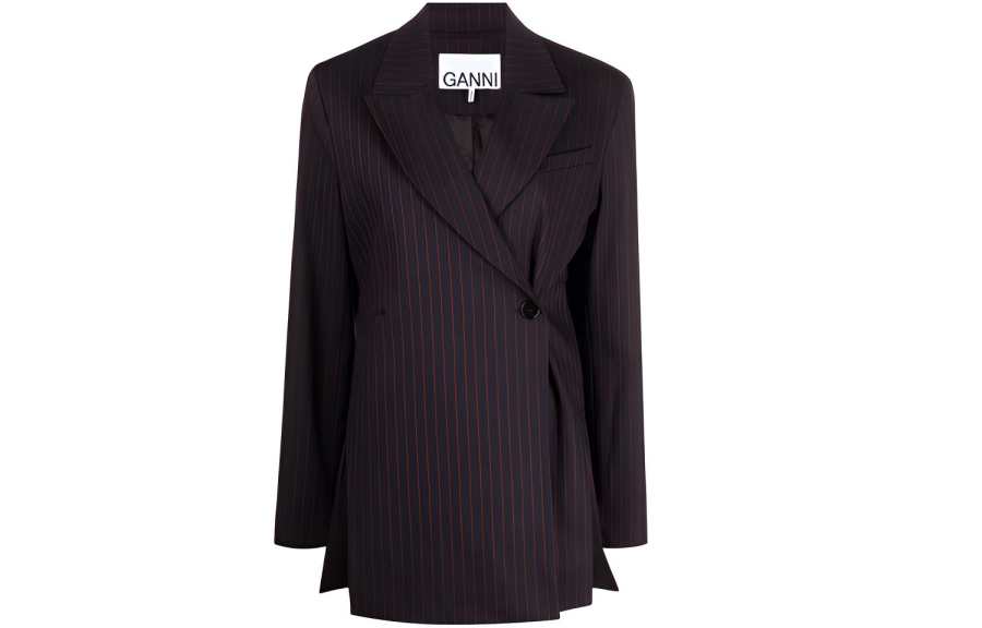 GANNI GANNI Stretch Stripe Blazer 'Sky Captain'