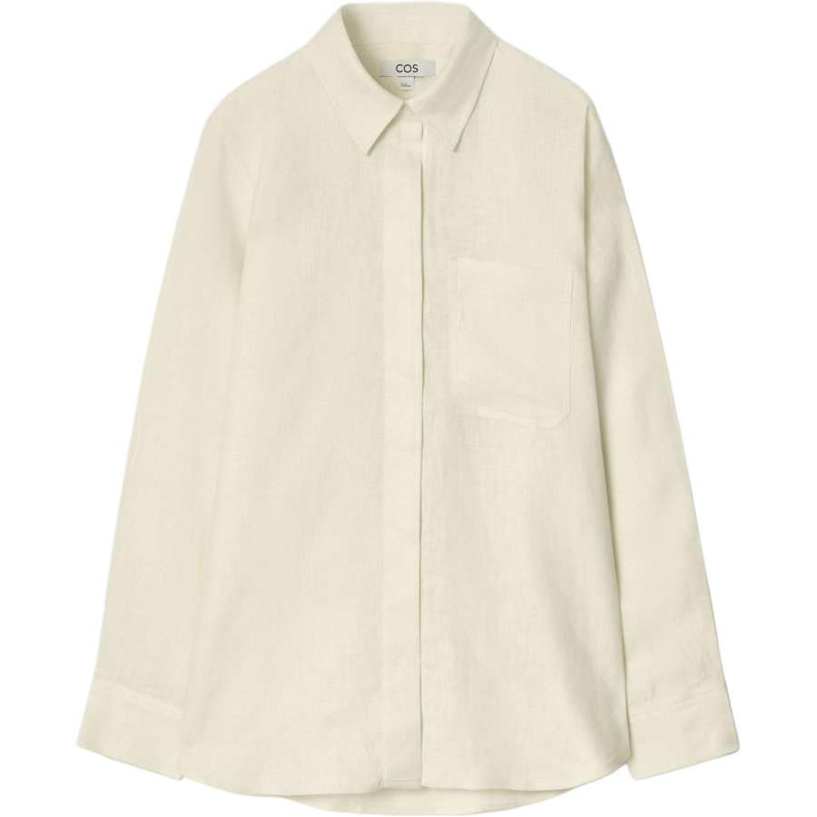 COS Shirts Women's Beige Yellow Pointed Collar Moderate