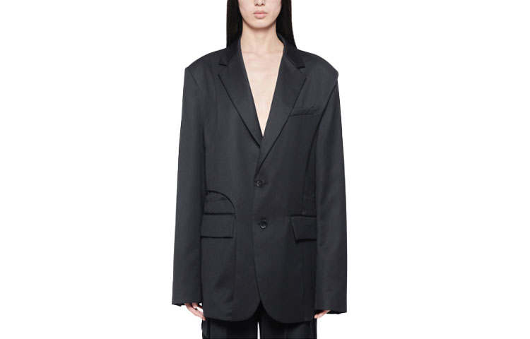 Feng Chen Wang Business Suits Women's Black Lapel Moderate