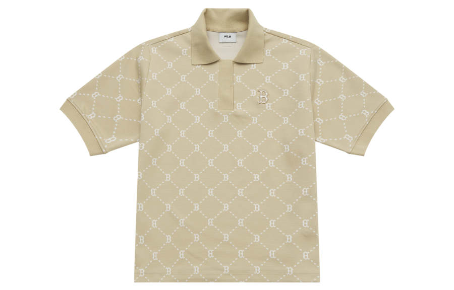 MLB MONOGRAM Collection Boston Red Sox SS25 Polo Shirt Women's Light Beige Yellow