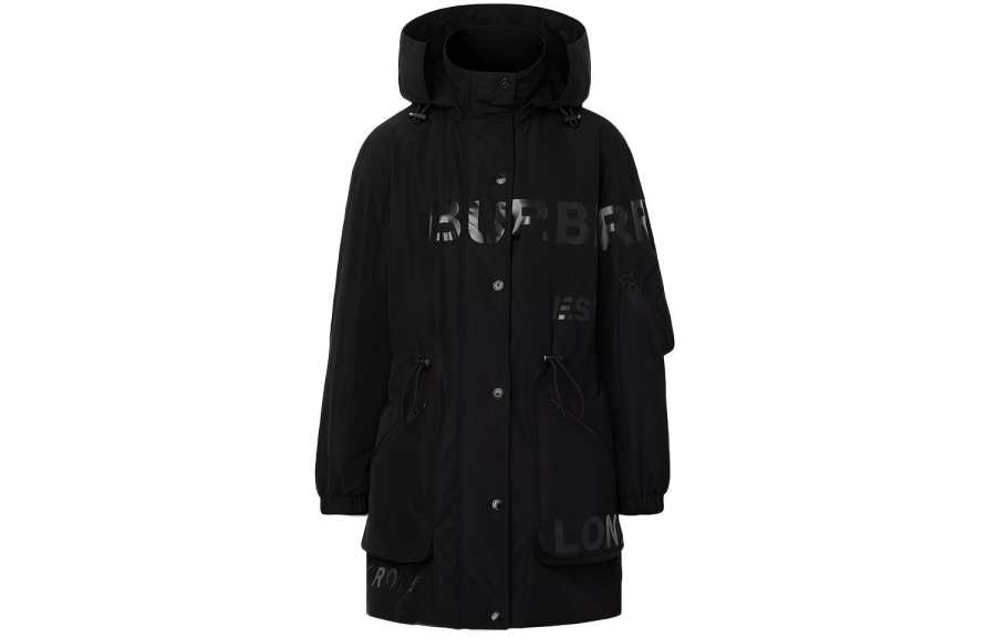 Burberry Coats Women's Black Hooded Moderate