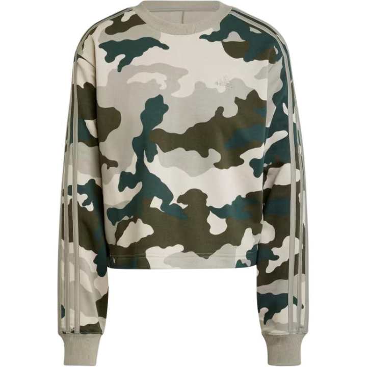Adidas Adidas Free Shipping With AdiClub Essentials 3 Stripes Camo Print Cropped Sweatshirt