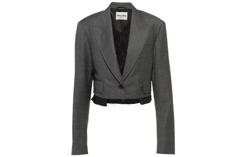 MIU MIU 【Previous Season】Grisaille cropped single-breasted blazer