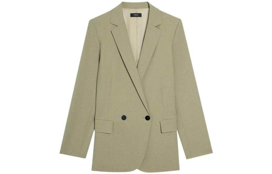 THEORY Business Suits Women's Gray Green Suit Collar Moderate Suit Vest