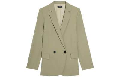 THEORY Business Suits Women's Gray Green Suit Collar Moderate Suit Vest