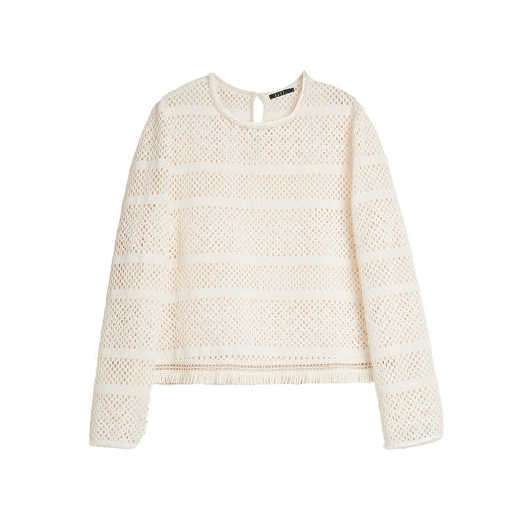 ELLE Knitwear Women's Ecru Crew Neck Moderate