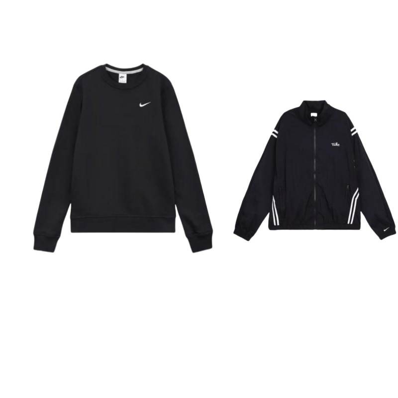 Nike Nike Minimalist Style Brand Logo Fleece Lined Crew Neck Pullover Sweatshirt Woven Jackets & Coats Casual Sportswear