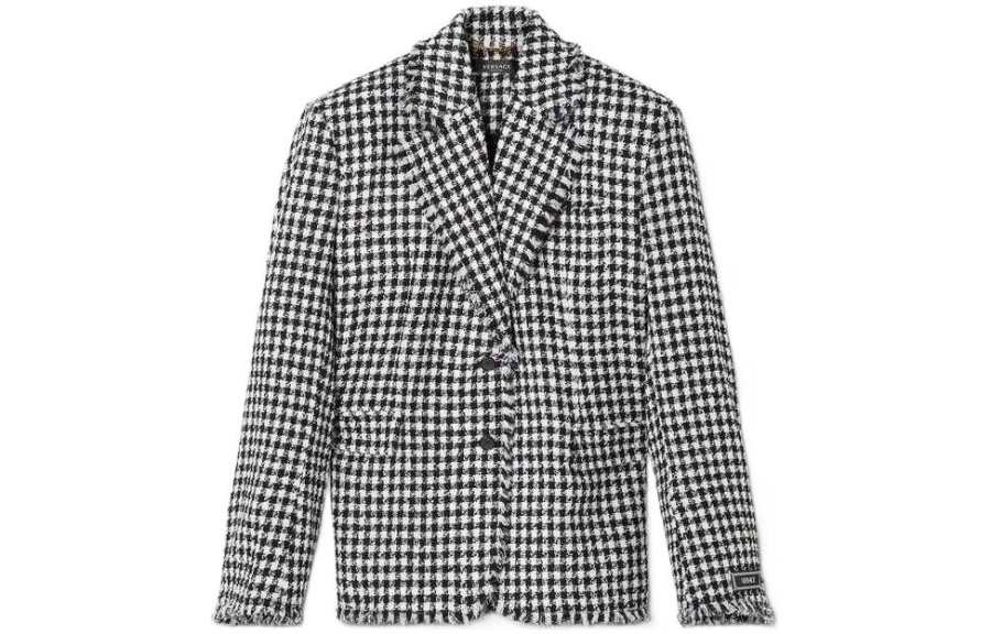 VERSACE 【Previous Season】houndstooth-pattern single-breasted blazer