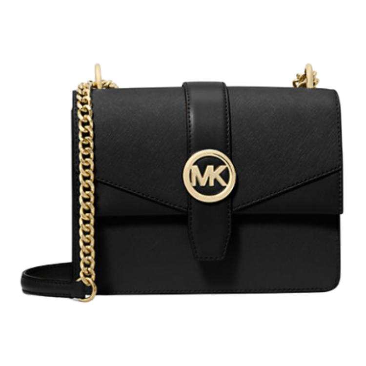 MICHAEL KORS Greenwich Leather Shoulder Bag Small Women's Black