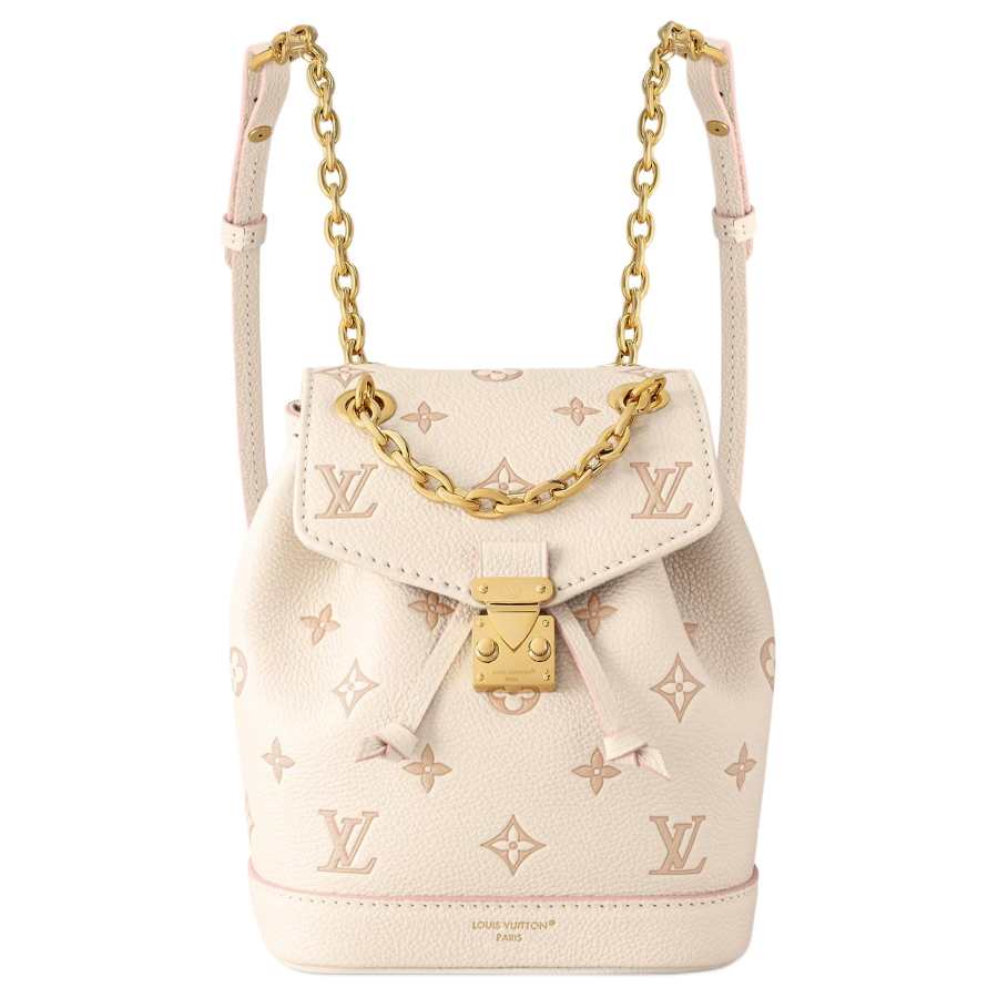 LOUIS VUITTON Embossed Grain Cow Leather Backpack Women's Beige
