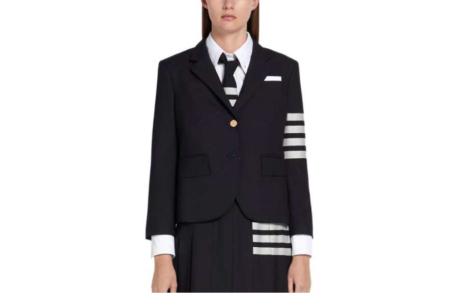 THOM BROWNE THOM BROWNE Single Breasted Stripe Detailed Blazer