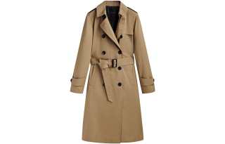 Massimo Dutti Coats Women's Camel Lapel Moderate Straight Fit