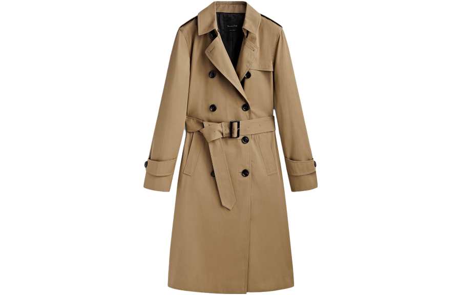 Massimo Dutti Coats Women's Camel Lapel Moderate Straight Fit