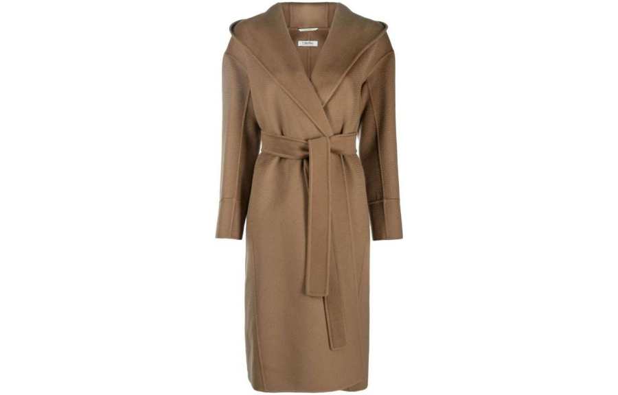 'S MAX MARA Coats Women's Brown Lapel Moderate Straight Fit