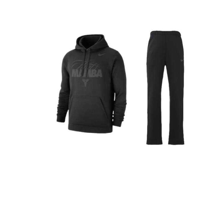 Nike Nike Letter Print Hooded Pullover Fleece Lined Long Sleeved Sweatshirt Pants Casual Sportswear Unisex Black