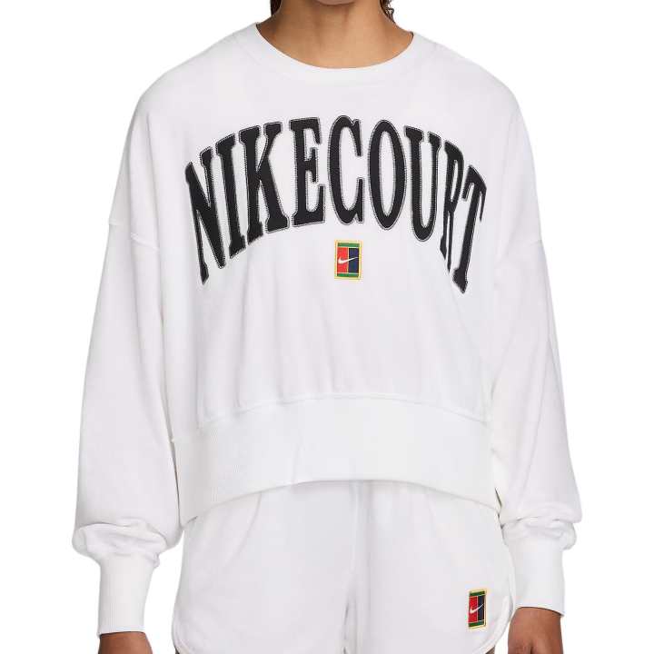 Nike Nike Heritage Over Oversized Crew Neck Graphic Tennis Sweatshirt Women's White