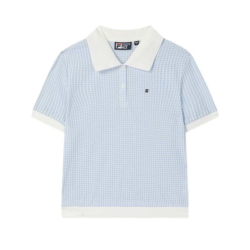 FILA WHITE Polo Shirt Women's Ice Heart Blue