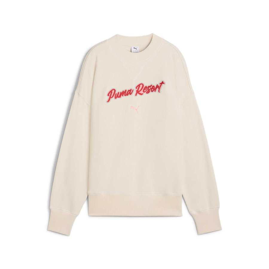 PUMA Sudadera Estampada De Cuello Redondo Sobredimensionada Para Mujer Premium Essentials