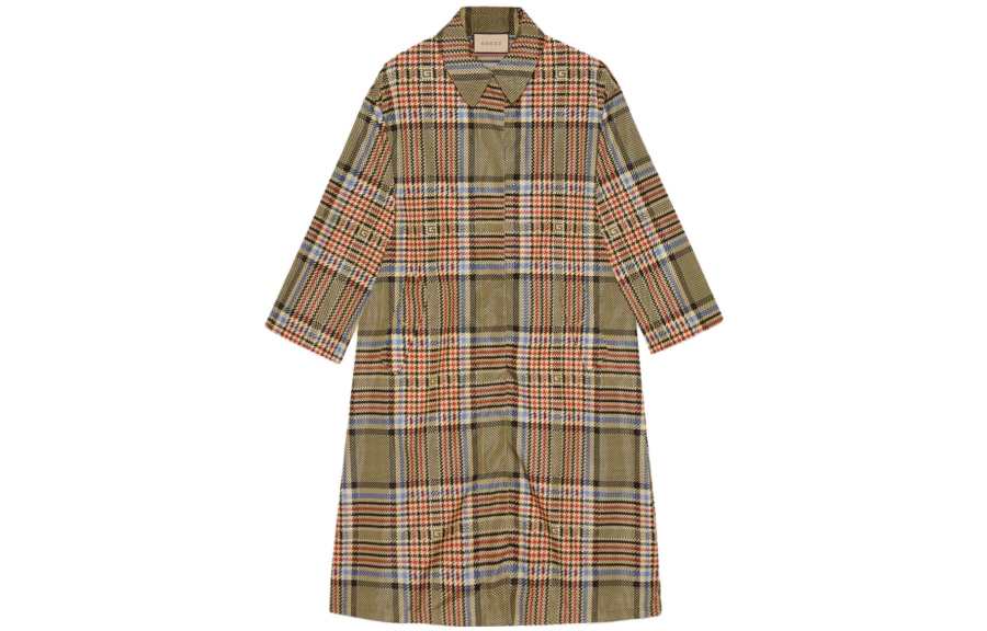 GUCCI Coats Women's Beige Brown Lapel Moderate
