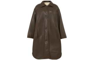 STAND STUDIO Coats Women's Chocolates Brown Lapel Moderate Straight Fit
