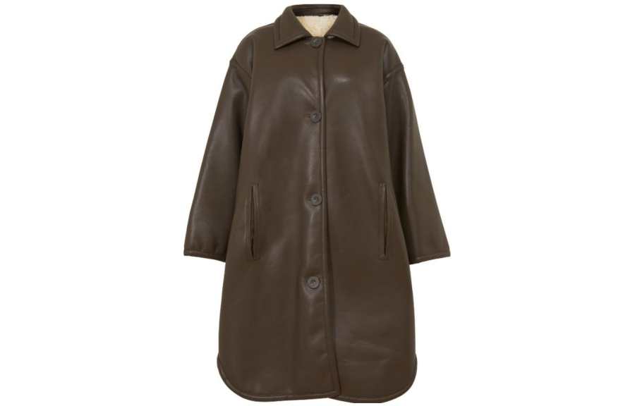 STAND STUDIO Coats Women's Chocolates Brown Lapel Moderate Straight Fit