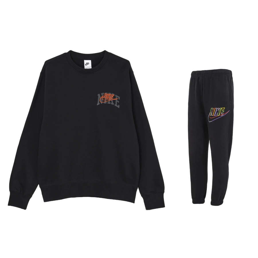 Nike Nike Embroidery Crew Neck Fleece Lined Hoodies & Sweatshirts With Elastic Cuff Mid Rise Pants Casual Sportswear Unisex