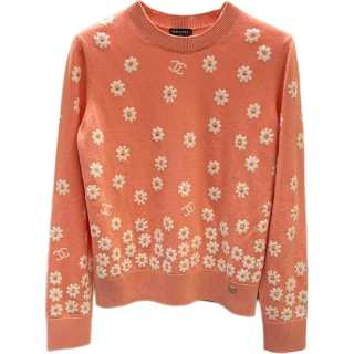 CHANEL 22P Cashmere Sweater Women's Orange Pink