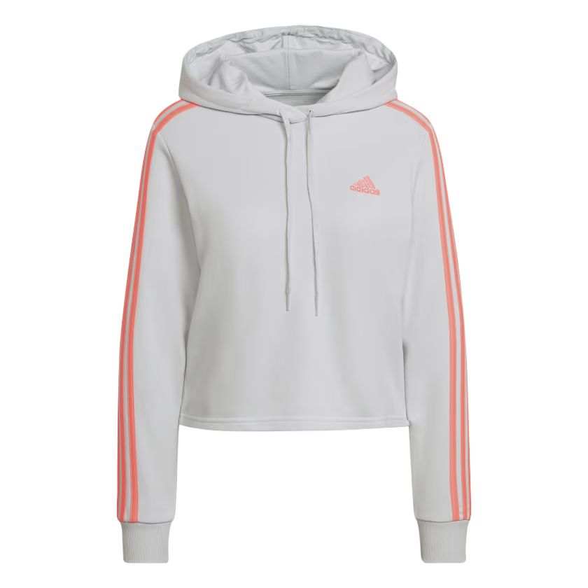 Adidas Adidas ESSENTIALS 3 STRIPES CROPPED HOODIE Sweatshirt Women's Impact Gray