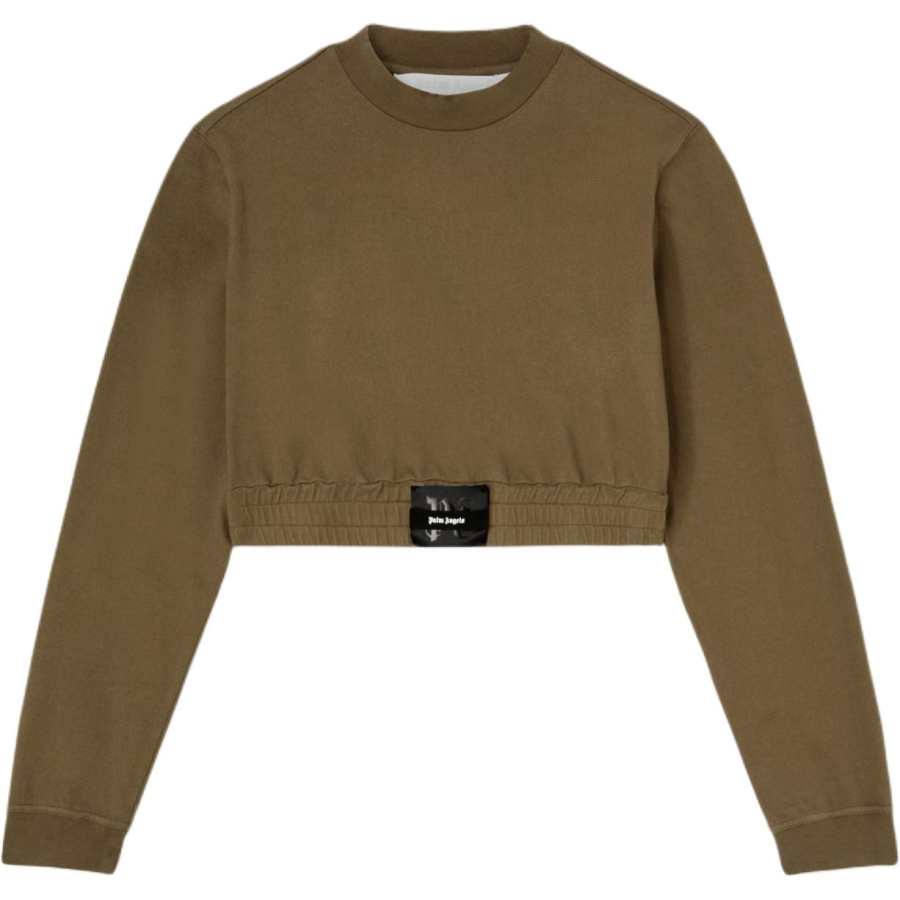 PALM ANGELS Logo patch Distressed Cropped Sweatshirt