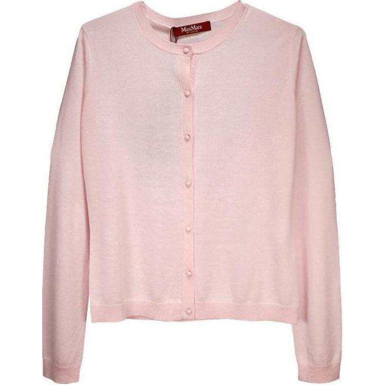 MaxMara Knitwear Women's Pink Crew Neck Moderate Cardigan