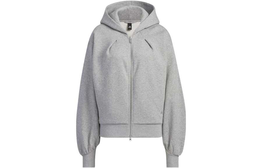 Adidas Adidas All Szn Letter Print Fleece Lined Sports Hooded Jacket Women's Medium Heather Gray