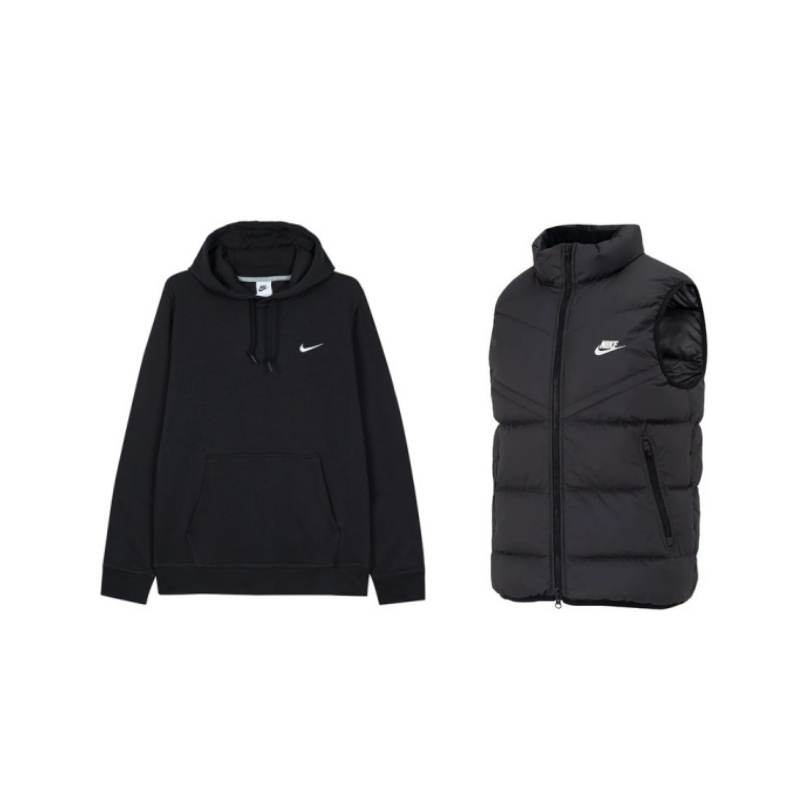 Nike Nike Fleece Lined Hooded Pullover Long Sleeved Stand Collar Zippers Sleeveless Casual Sportswear Unisex Black