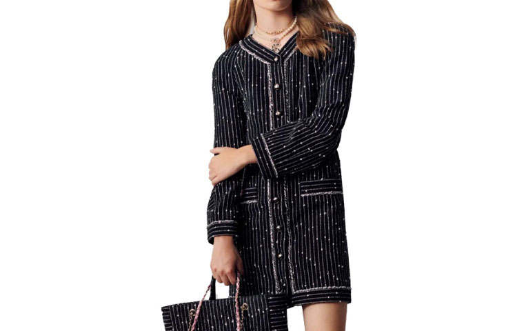 CHANEL Coats Women's Black Moderate Straight Fit