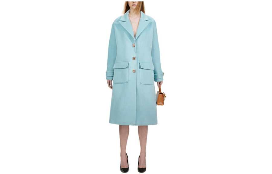 Self-portrait Self Portrait Coats Women's Haze Blue Lapel Moderate