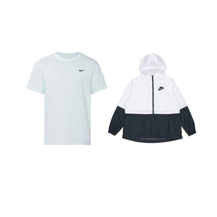 Nike Nike Casual Sportswear Men's Light Green Top+White Jacket Hooded Moderate