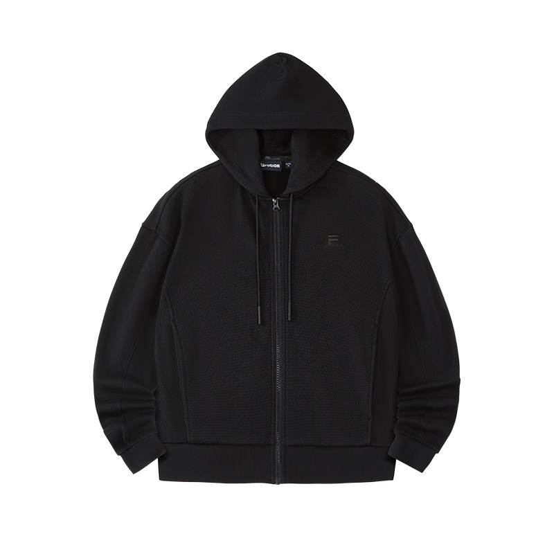 FILA FUSION Sweatshirts Women's Jet Black Hooded Moderate Cardigan