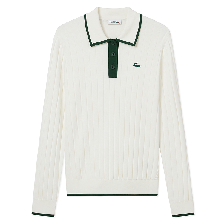 LACOSTE Knitwear Women's White/green Color Blocking