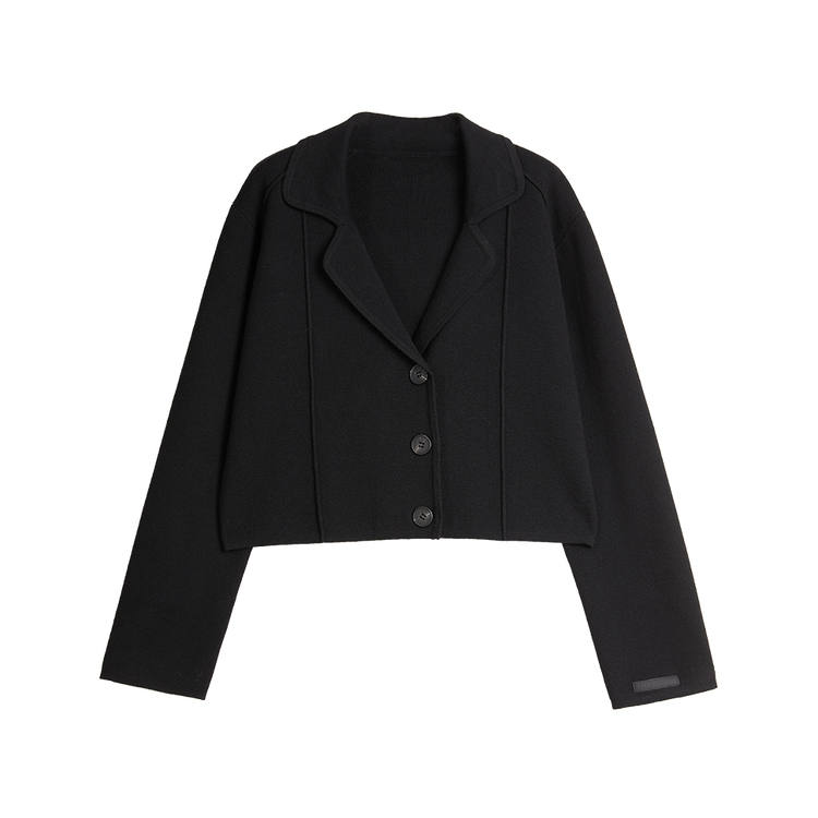 ELLE Knitwear Women's Black Suit Collar Moderate