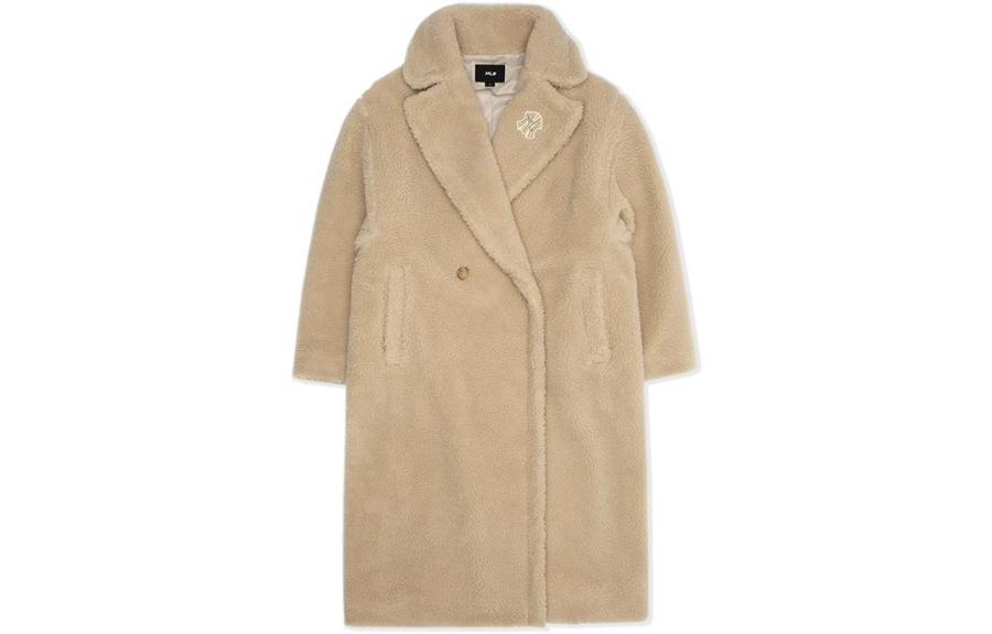 MLB New York Yankees Coats Women's Beige Yellow Lapel Moderate
