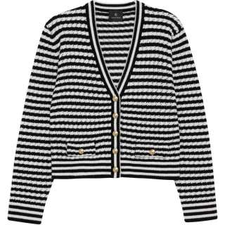 Anine Bing Striped Buttoned Cardigan