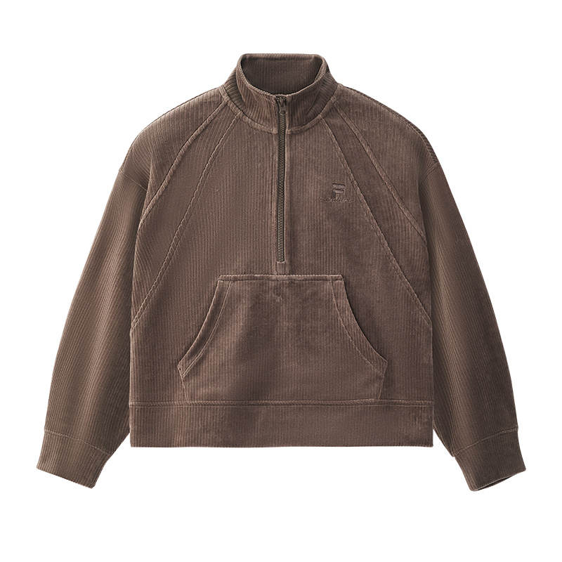 FILA FUSION Sweatshirts Women's Dark Earth Umber Crew Neck Moderate Other