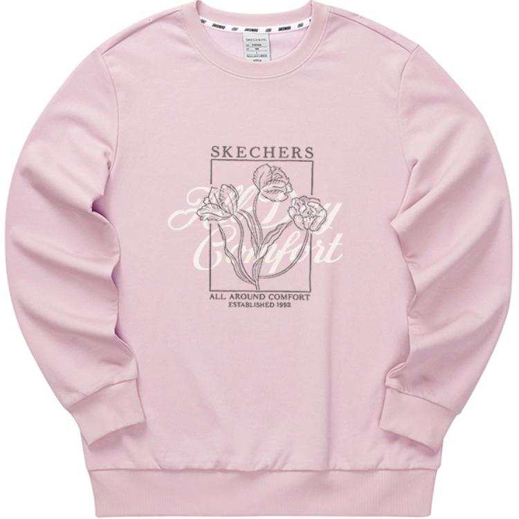 Skechers Colorful Fleece Lined Soft And Skin Friendly Pullover Sweatshirt Women's Pink