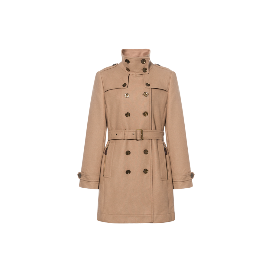 Burberry Coats Women's Camel Stand Collar Moderate