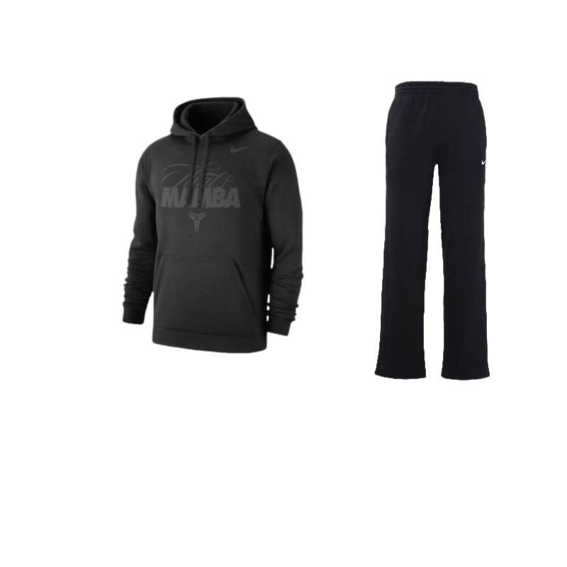 Nike Nike Letter Print Hooded Pullover Fleece Lined Long Sleeved Sweatshirt Elastic Pants Casual Sportswear Unisex Black