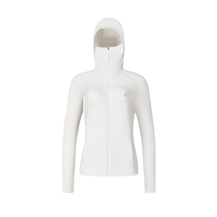 FILA Knitwear Women's Starlight White Hooded Moderate Cardigan