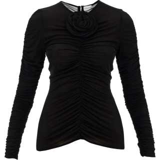 Magda Butrym Floral Applique Sheer Ruched Top